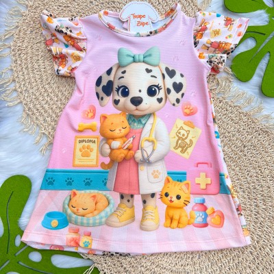  Vestido Futura Veterinária Cãozinho Rosa 